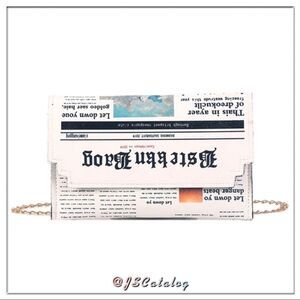 Newspaper Print Crossbody Purse